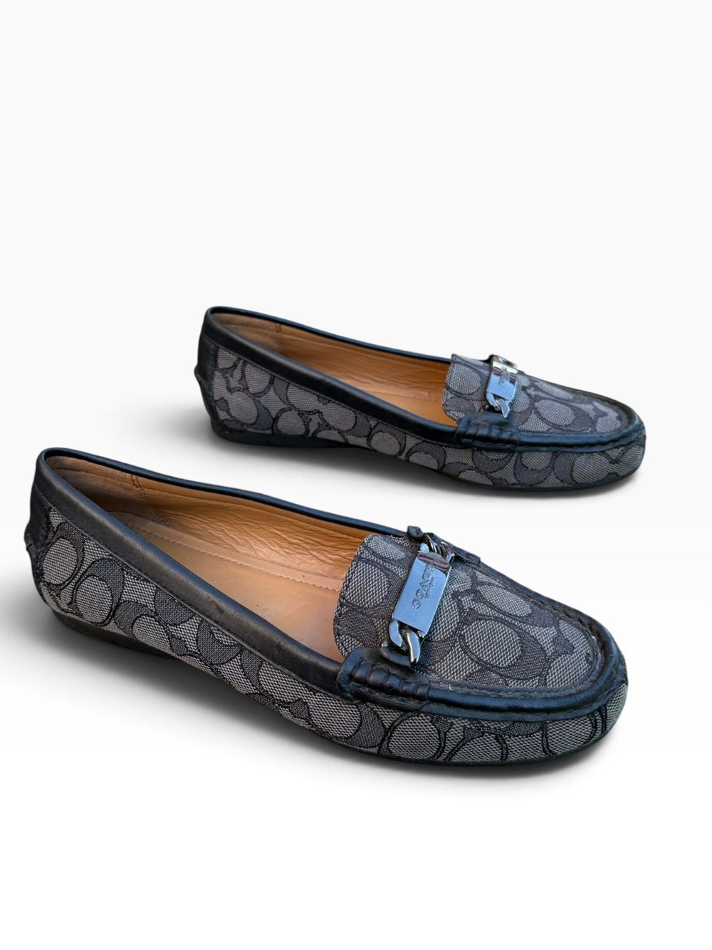 Coach Olive Signature C Monogram Jacquard Driving Loafers Women's Size 7.5 Black - Picture 9 of 9
